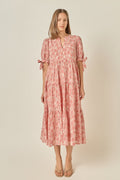 Embroidered Gingham Tiered Midi Dress