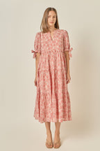 Embroidered Gingham Tiered Midi Dress