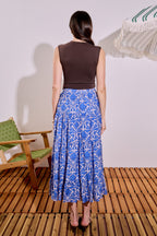 High-Waisted Relaxed A-Line Printed Midi Skirt