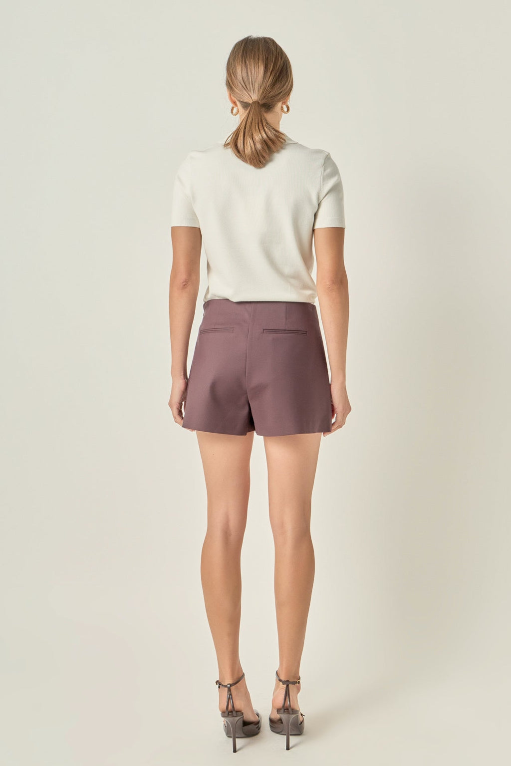Slit Detail High-Waisted Fitted Skort with Side Zipper