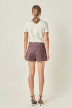 Slit Detail High-Waisted Fitted Skort with Side Zipper