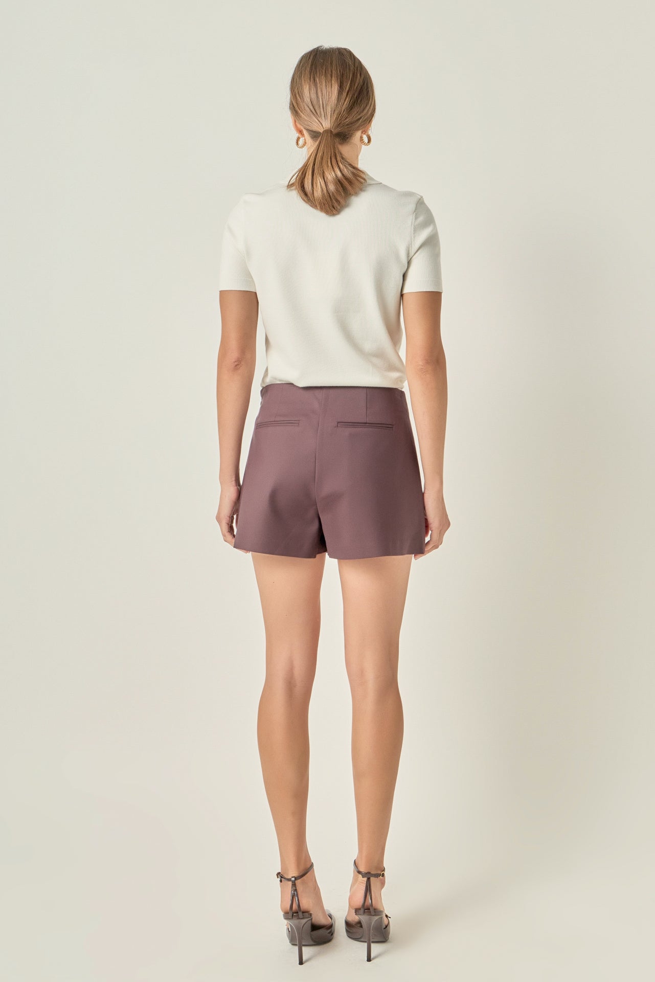 Slit Detail High-Waisted Fitted Skort with Side Zipper