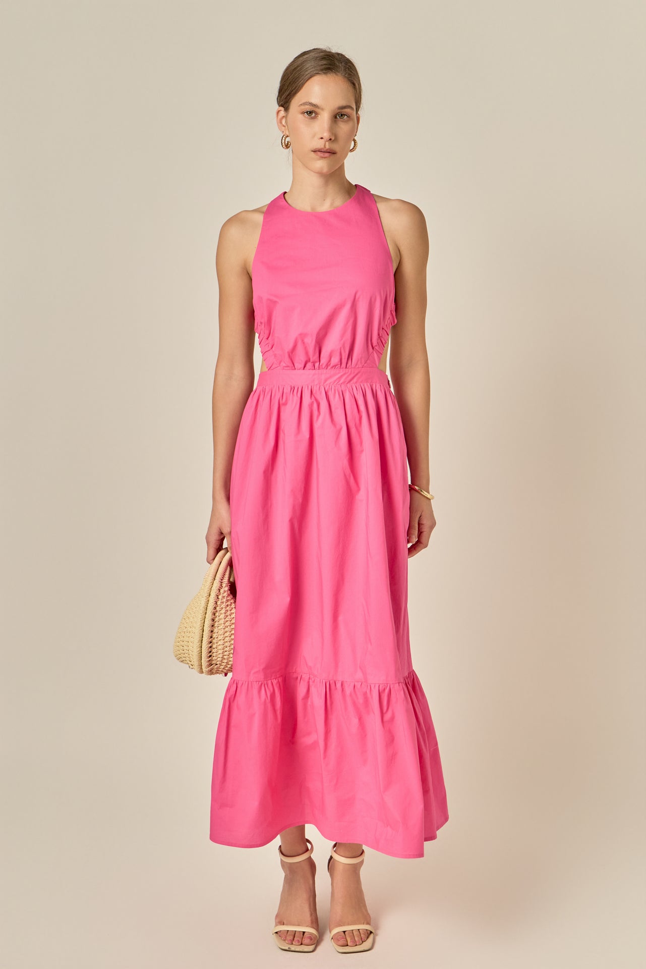 Elastic Detail Sleeveless Fitted A-Line Mini Dress