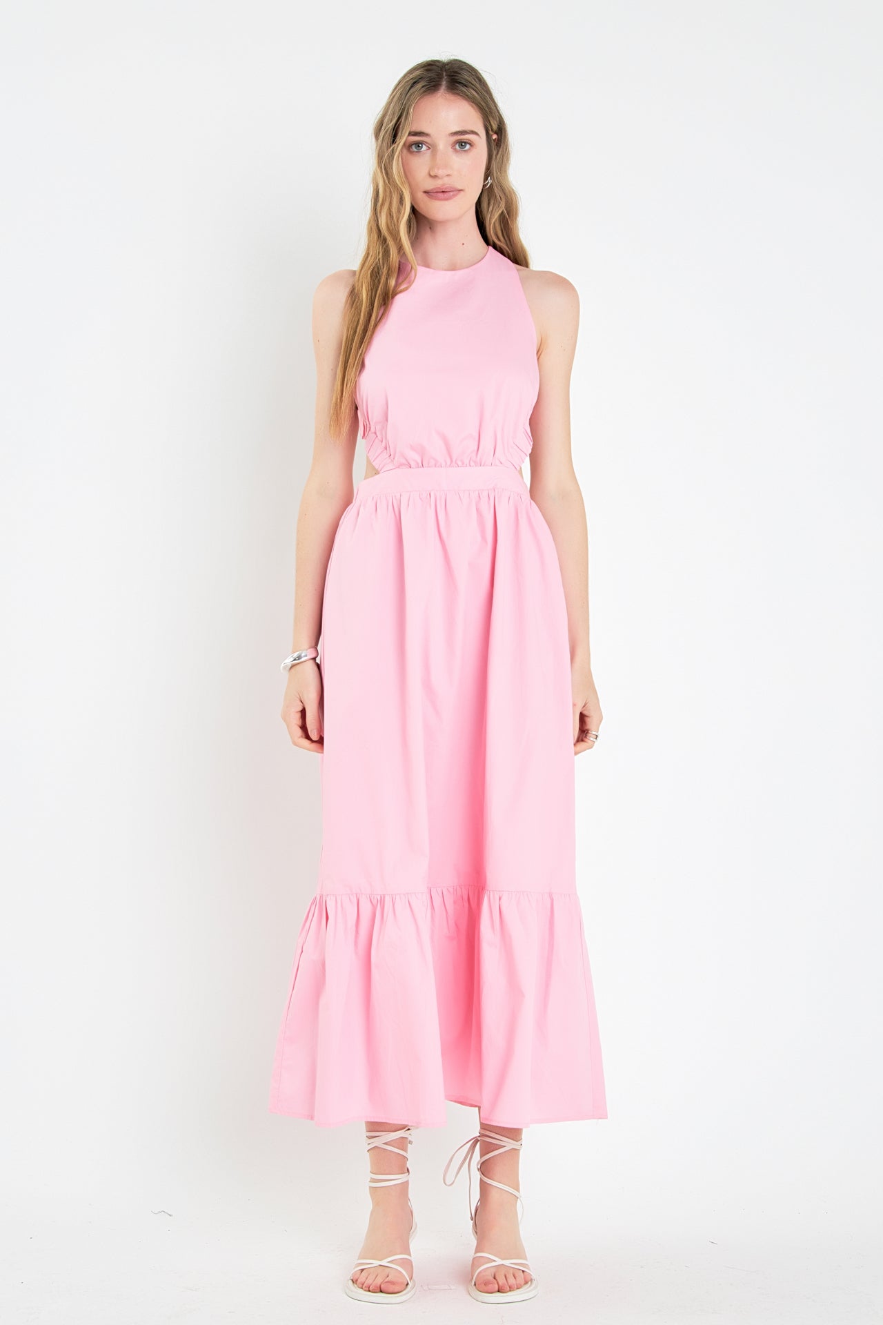 Elastic Detail Sleeveless Fitted A-Line Mini Dress