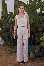 Open Weave Crochet Relaxed Wide Leg Long Pants