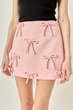 Tonal Bow Applique High-Waisted A-Line Mini Skirt