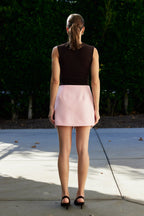 Tonal Bow Applique High-Waisted A-Line Mini Skirt