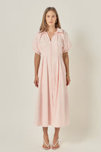 Gestreiftes ärmelloses Midi-Kleid aus Seersucker im Relaxed Fit