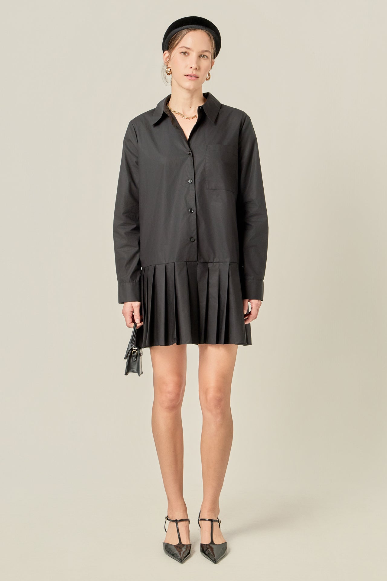 Colorblock Short Sleeve Button-Up Shirt Dress