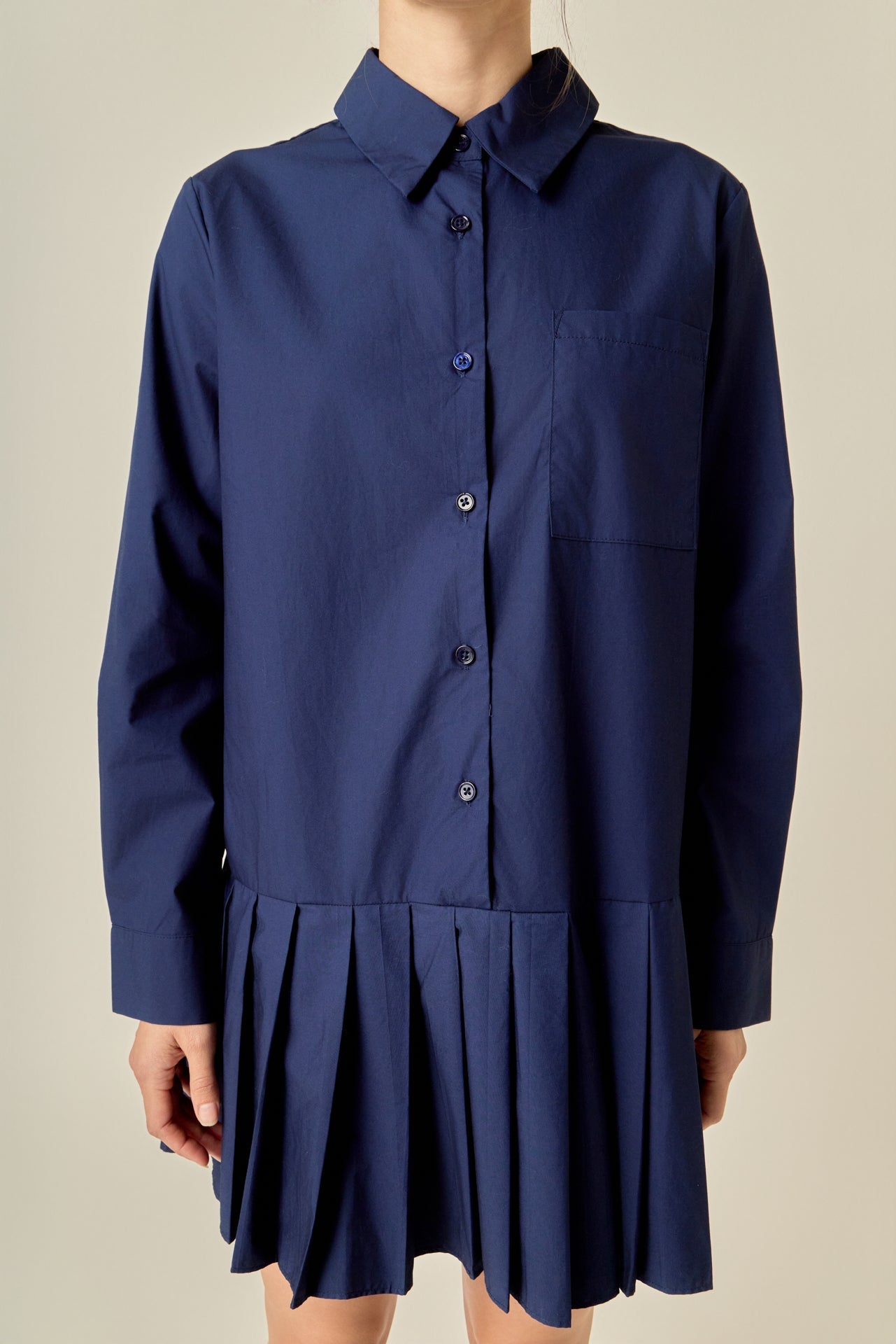 Colorblock Short Sleeve Button-Up Shirt Dress