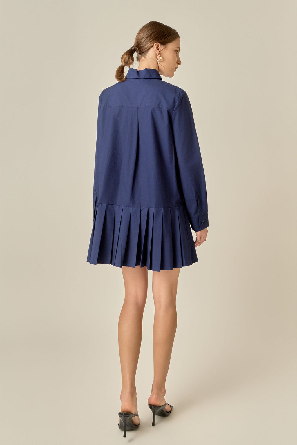 Farbblock-Kurzarm-Hemdblusenkleid