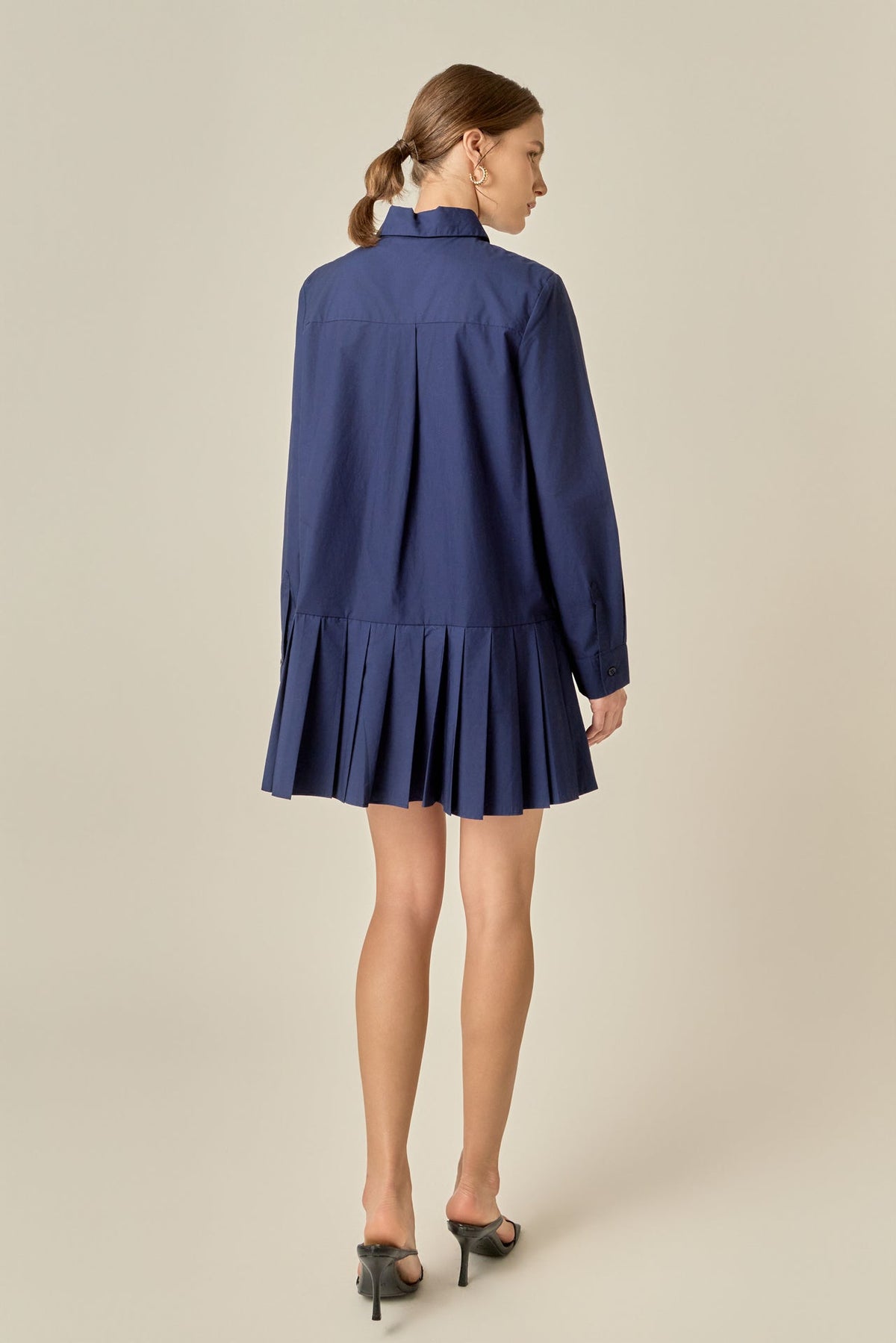 Farbblock-Kurzarm-Hemdblusenkleid