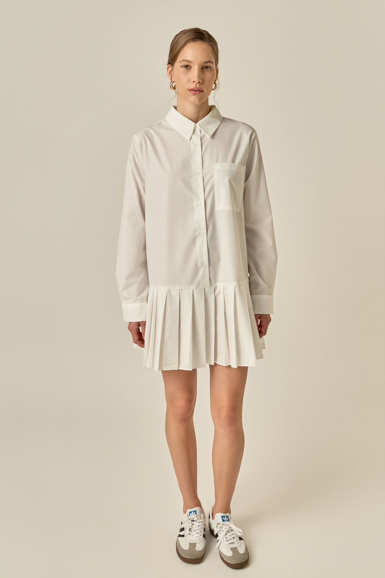 Colorblock Short Sleeve Button-Up Shirt Dress