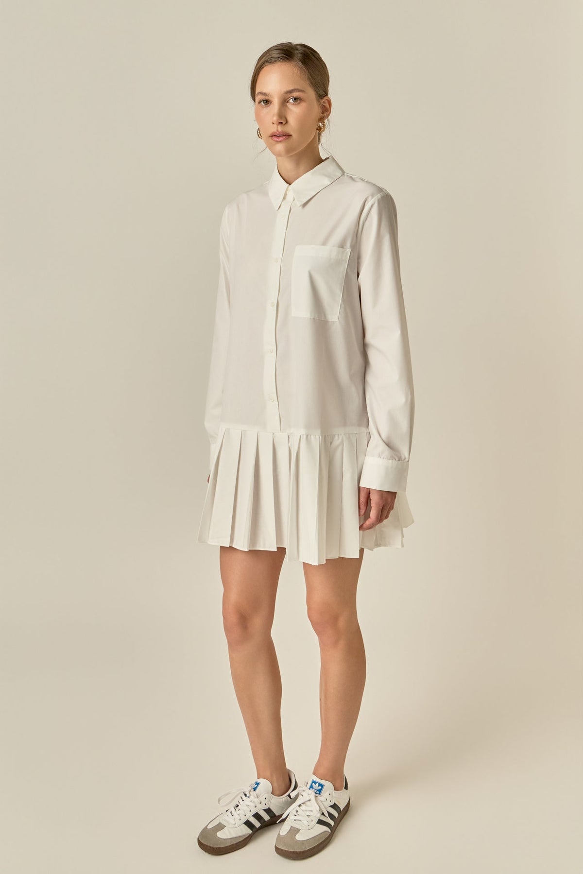 Farbblock-Kurzarm-Hemdblusenkleid