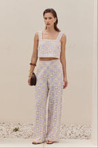 Open Weave Crochet Relaxed Wide Leg Long Pants