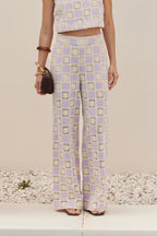 Open Weave Crochet Relaxed Wide Leg Long Pants