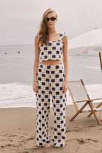 Open Weave Crochet Relaxed Wide Leg Long Pants