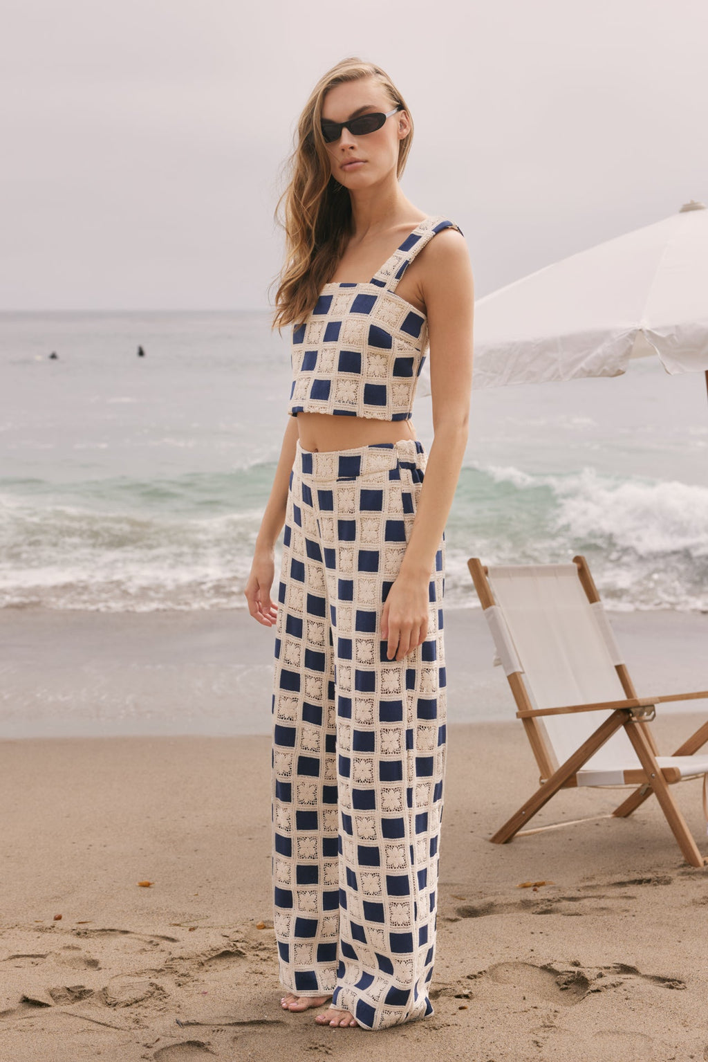 Open Weave Crochet Relaxed Wide Leg Long Pants