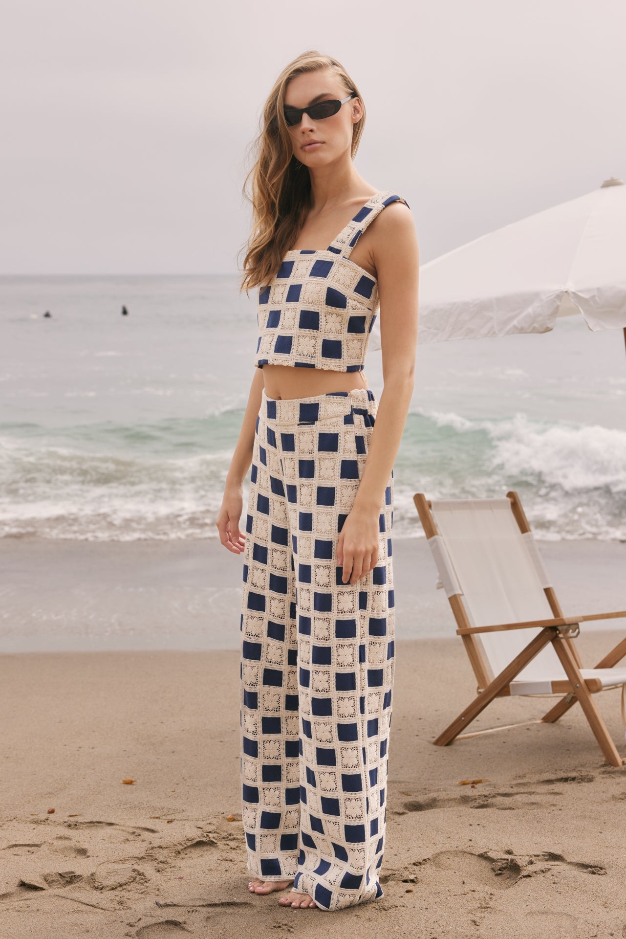 Open Weave Crochet Relaxed Wide Leg Long Pants