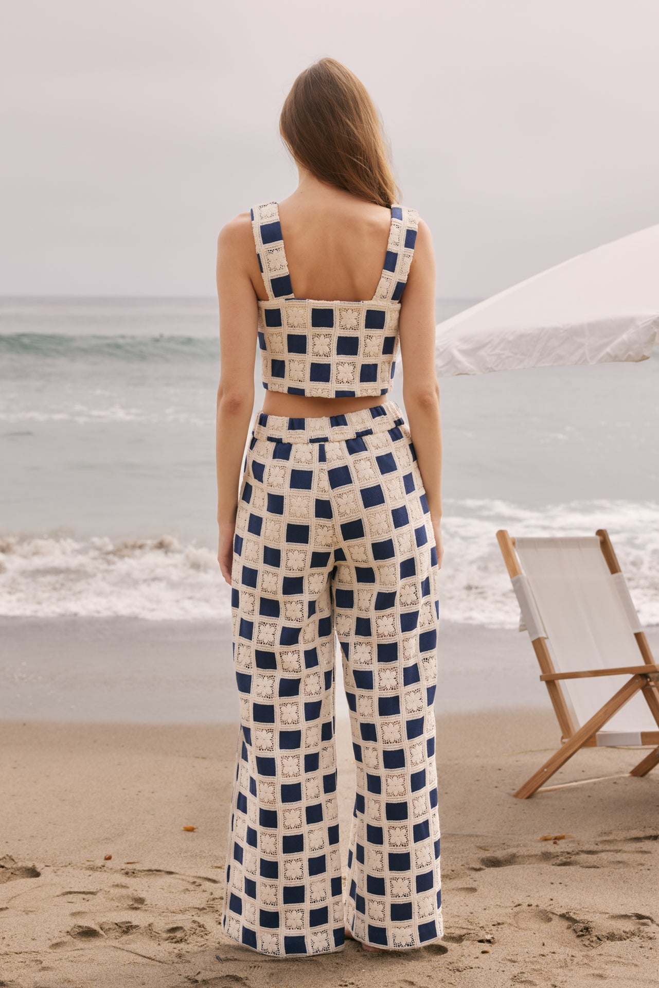 Open Weave Crochet Relaxed Wide Leg Long Pants