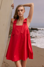 Statement Bow Sleeveless A-Line Fitted Mini Dress