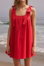 Statement Bow Sleeveless A-Line Fitted Mini Dress