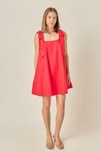 Statement Bow Sleeveless A-Line Fitted Mini Dress