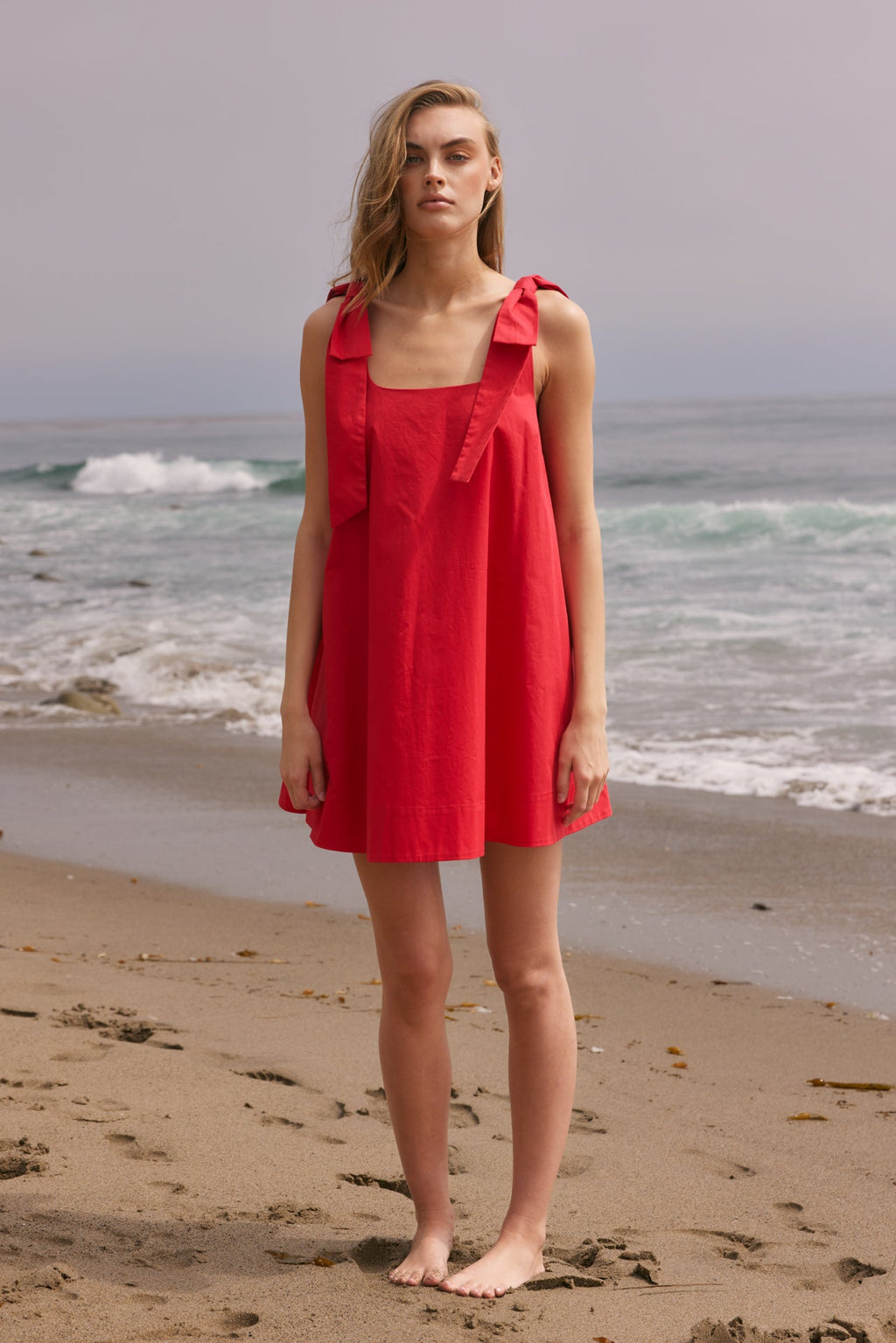 Statement Bow Sleeveless A-Line Fitted Mini Dress
