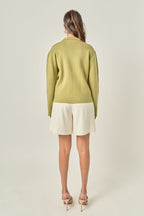 Oversized Collar V-Neck Long Sleeve Knit Top