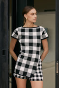 Buffalo Check Knit High-Waisted Pull-On Shorts
