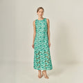 Floral Embroidered Sleeveless Sheath Polyester Midi Dress