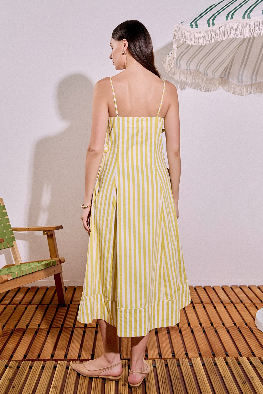 Stripe Flower Appliqu¨¦ Midi Dress