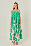 Tulip Print Empire Waist Maxi Dress