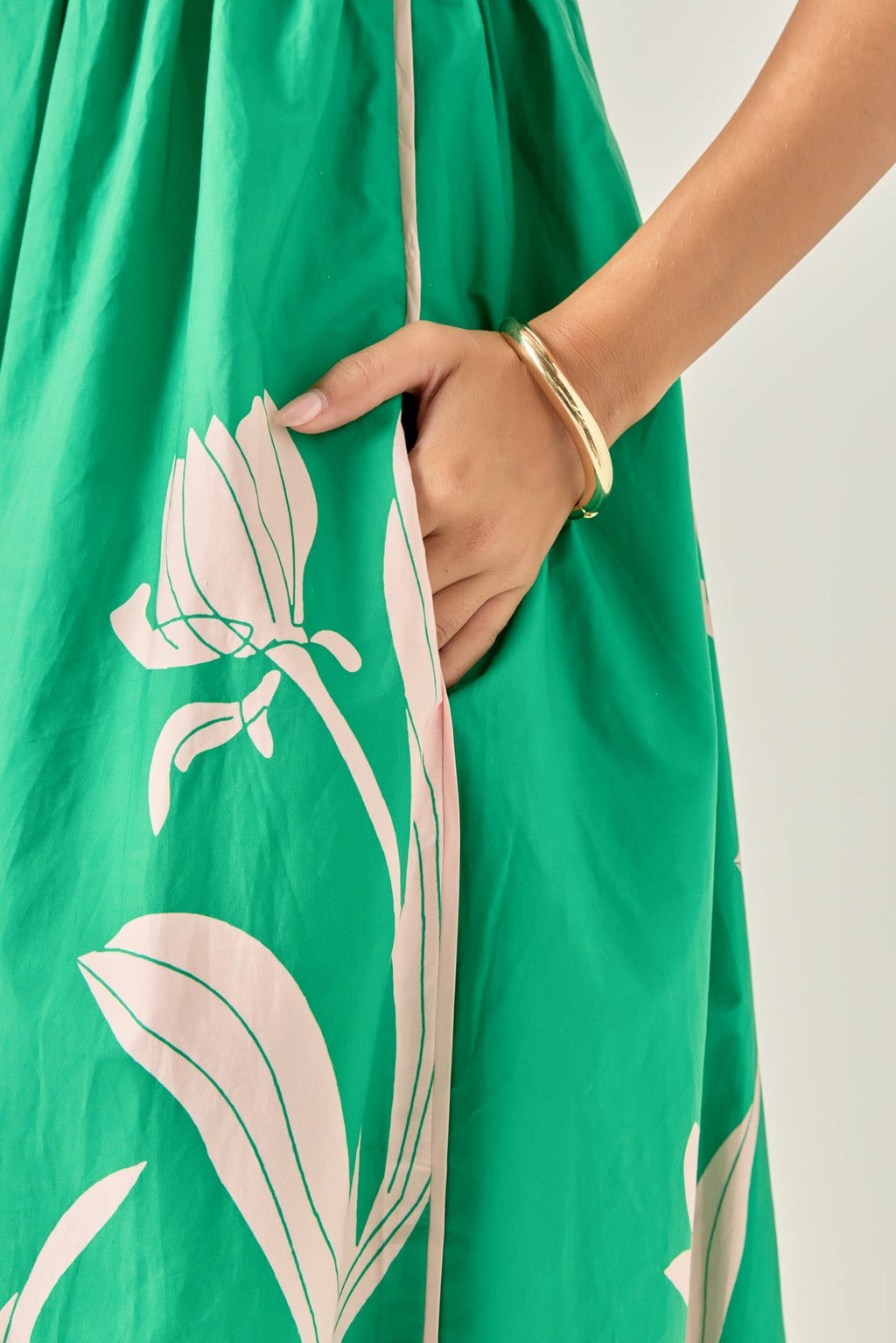 Tulip Print Empire Waist Maxi Dress