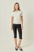 High-Rise Slim Tailored Capri Pants with Slit Hem