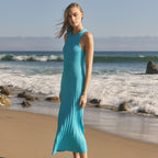 Sleeveless Ribbed Knit Midi Dress