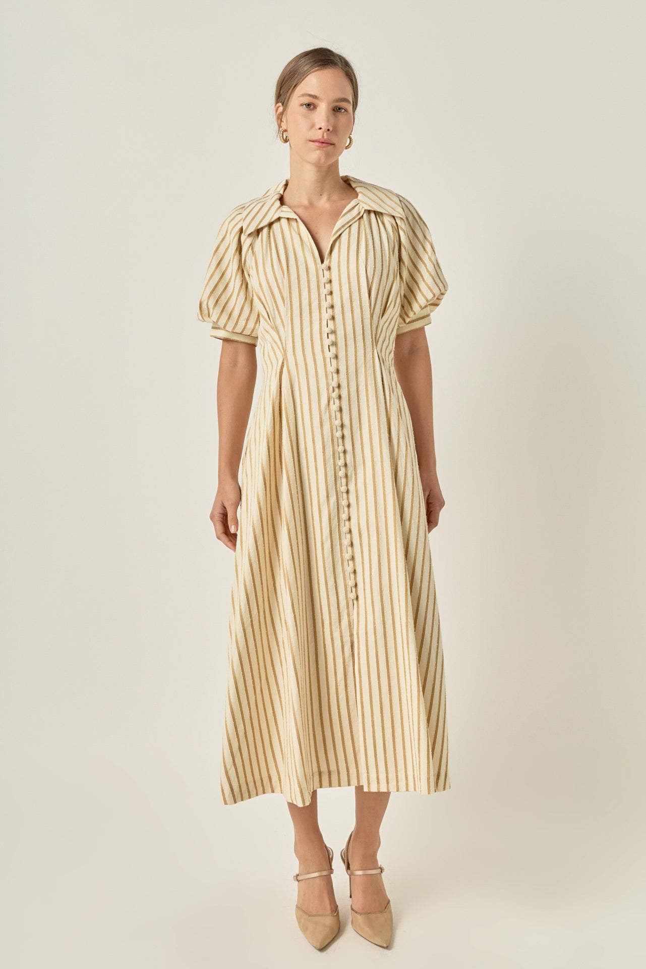 Fit and Flare Stripe Midi Dress