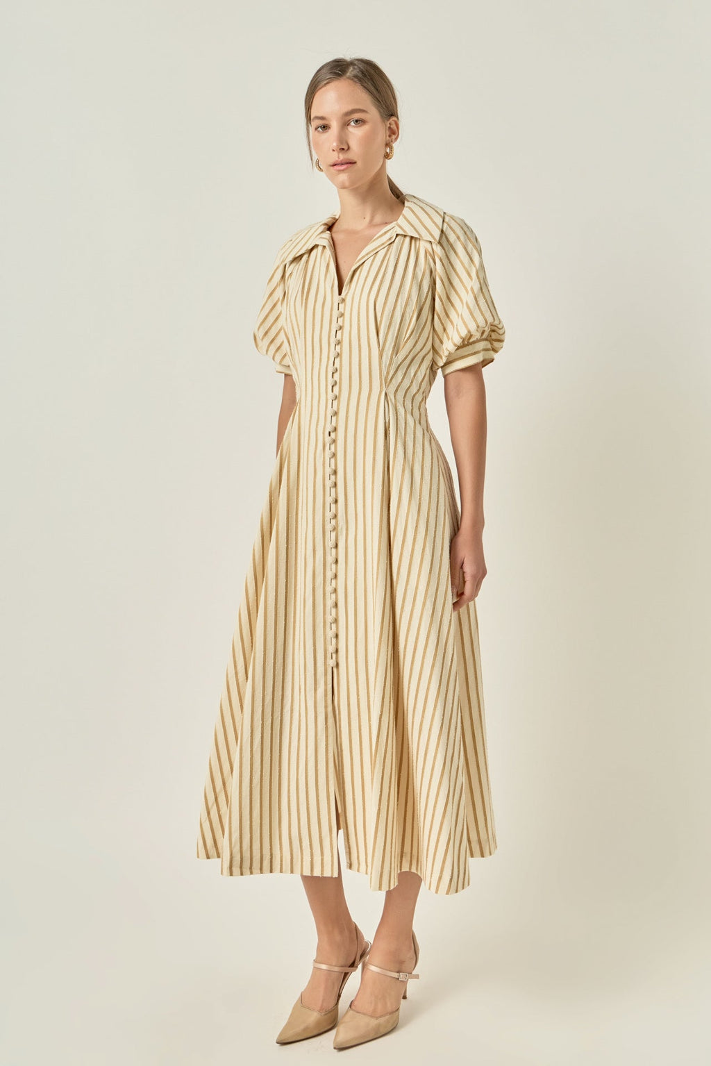 Fit and Flare Stripe Midi Dress