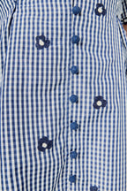 Embroidered Gingham Shirt Midi Dress