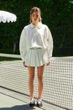 Pleated A-Line Ribbed Waistband Built-In Shorts Mini Skort
