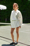 Pleated A-Line Ribbed Waistband Built-In Shorts Mini Skort