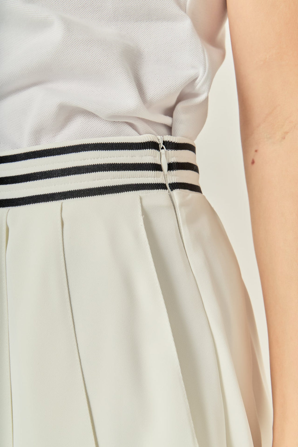 Pleated A-Line Ribbed Waistband Built-In Shorts Mini Skort