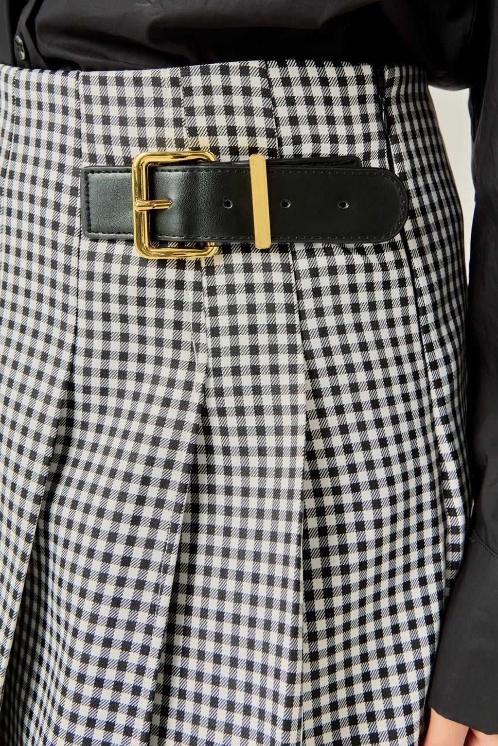 Gingham Check Pleated Belt Detail Mini Skort