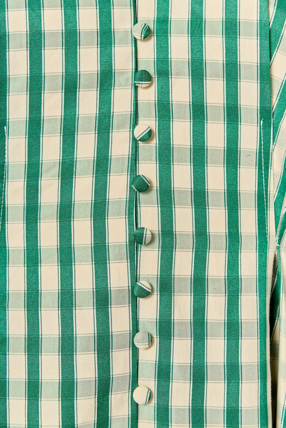 Midi-Kleid mit Bubikragen, V-Ausschnitt, Puffärmeln und Vichy-Karo